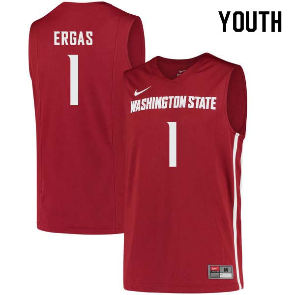 Youth #1 Jamar Ergas Washington State Cougars College Basketball Jerseys Sale-Crimson